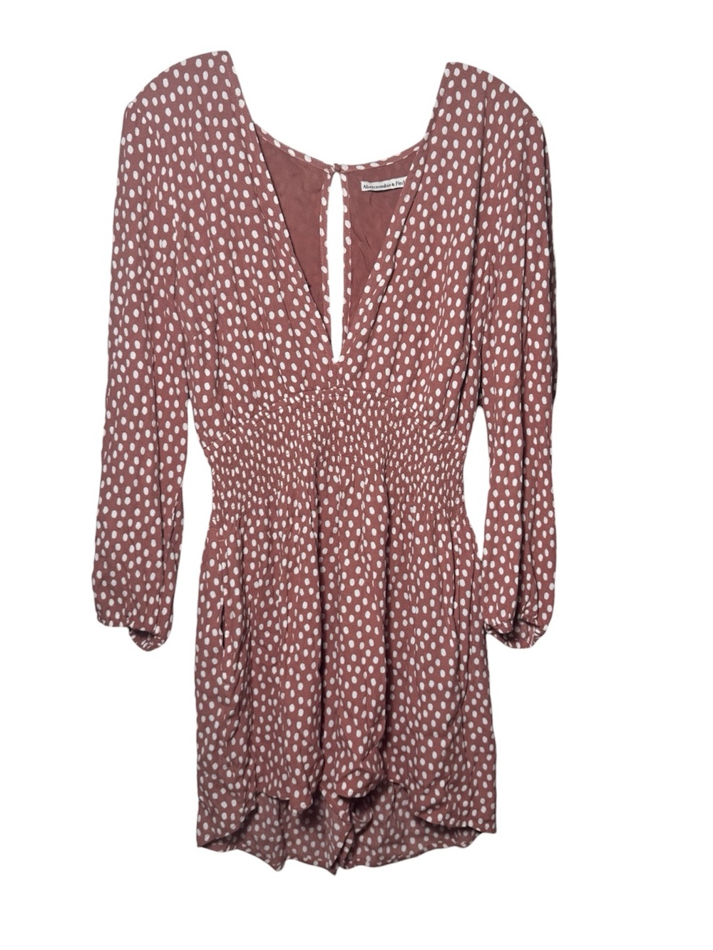 Abercrombie & Fitch Women’s Brown/White Polka Dot V-Neck Romper XL